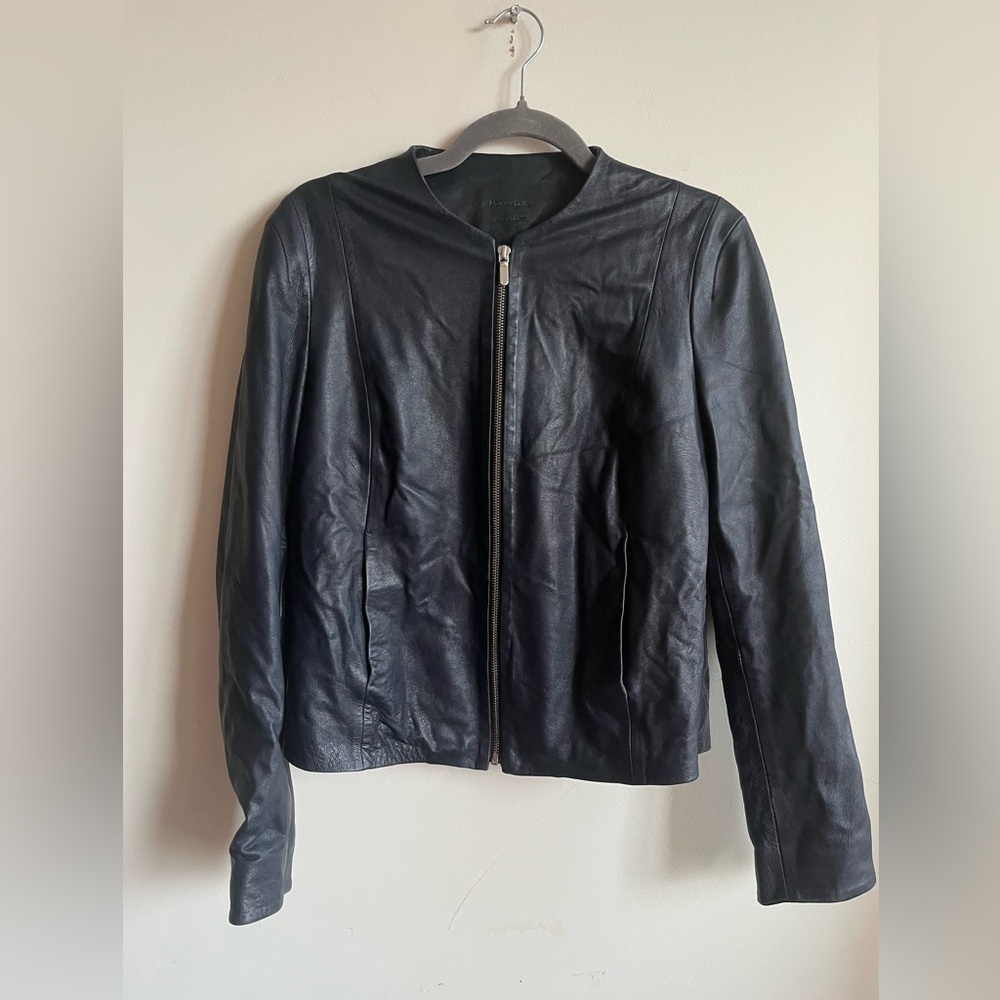 Massimo Dutti 100% Leather Zip-up Jacket